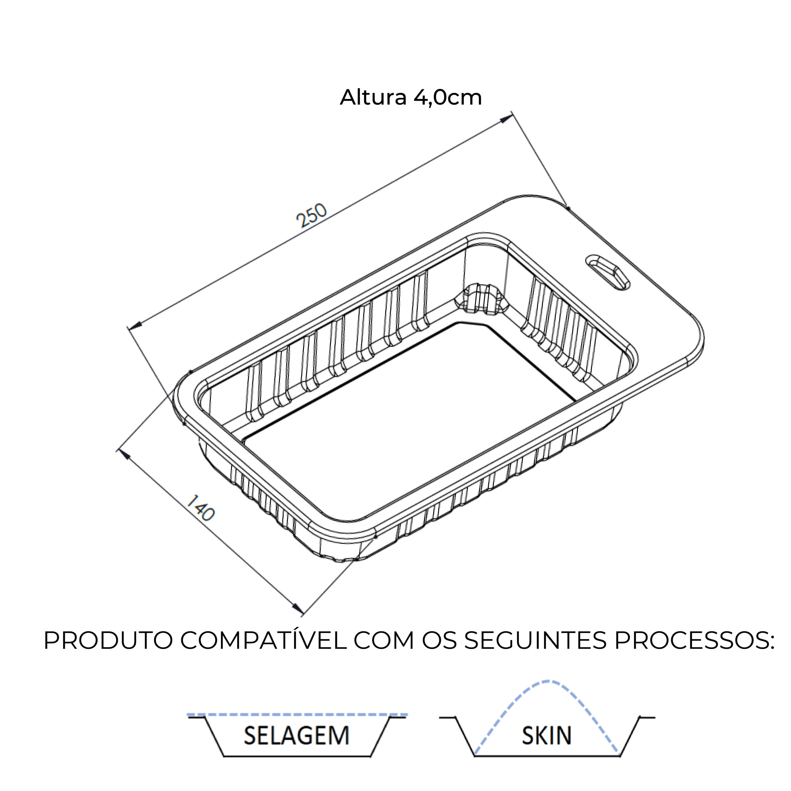 Bandejas Frigorífico e Açougue 140x250mm